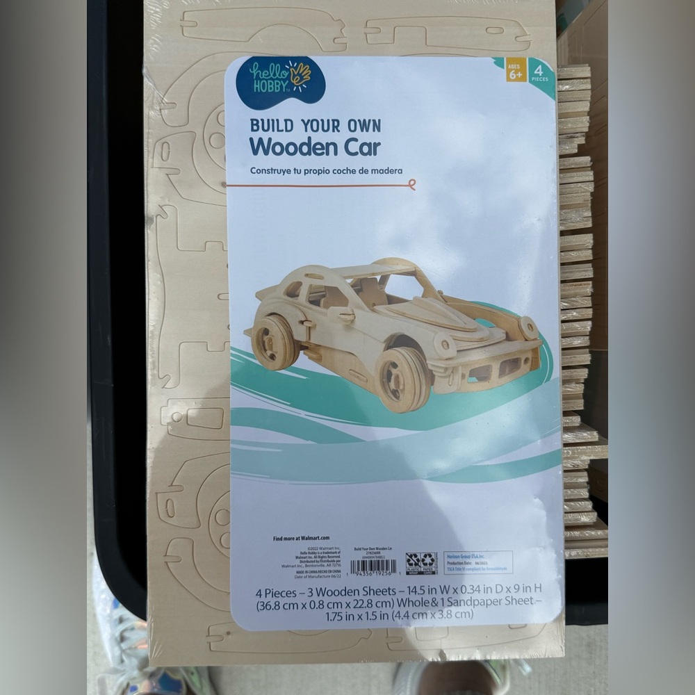 Set of 5 Wooden Car Building Set - Natural Wood